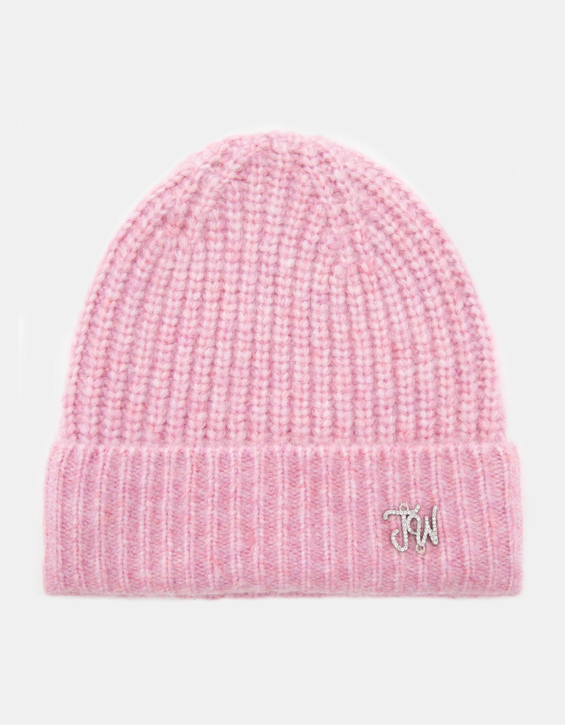 Ladies Pink Knitted Beanie With Small Strass-Ghost Front View