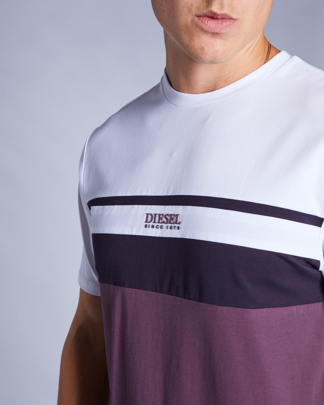 Diesel Aiden White Wash Tee White Wash flat front view