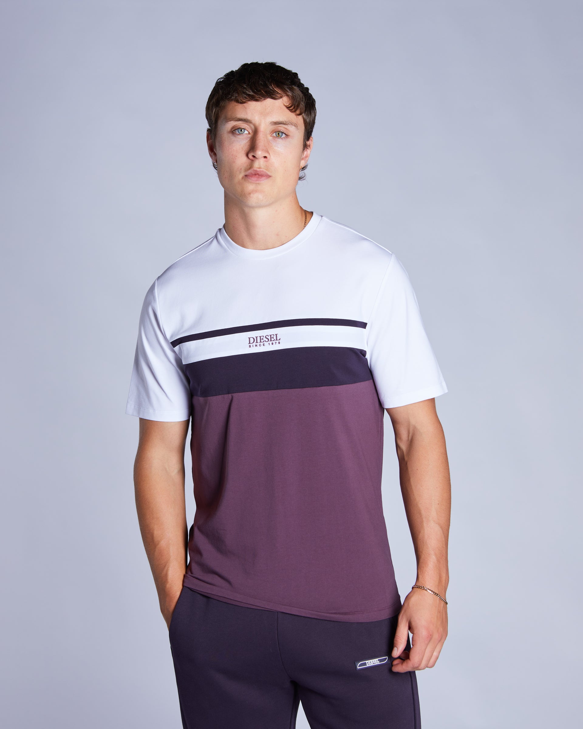 Men's Aiden White Wash Tee-Model Front View