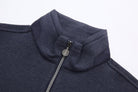 Navy Air 1/4 Zip Sweat collar with silver zip and dark trim
