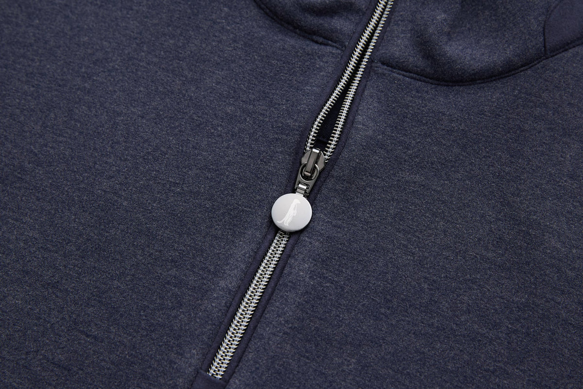 Silver 6th Sense logo zip pull on the navy Air 1/4 Zip Sweat