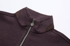 Funnel collar and zip of the 6th Sense Air Plum 1/4 Zip Sweat in plum