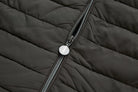 Close-up of the 6th Sense Air Peat Gilet zip fastening with silver-toned teeth and round pull tab on quilted peat fabric.