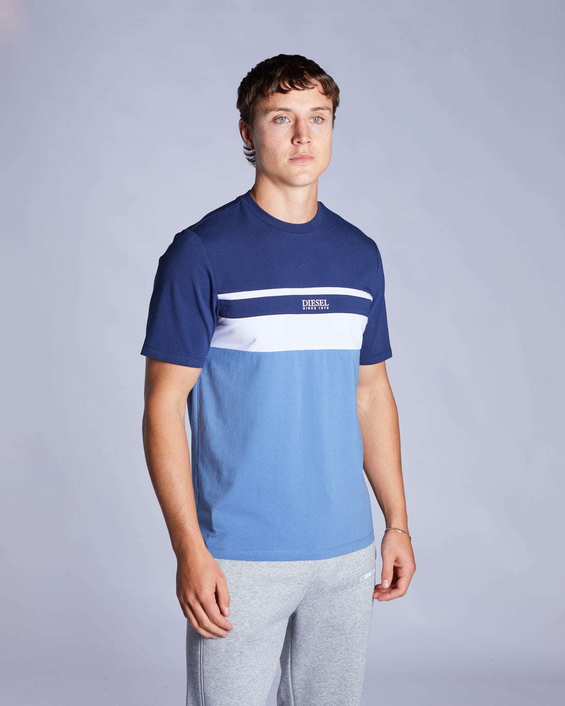 Men's Aiden Blueberry Tee-Side/Front View