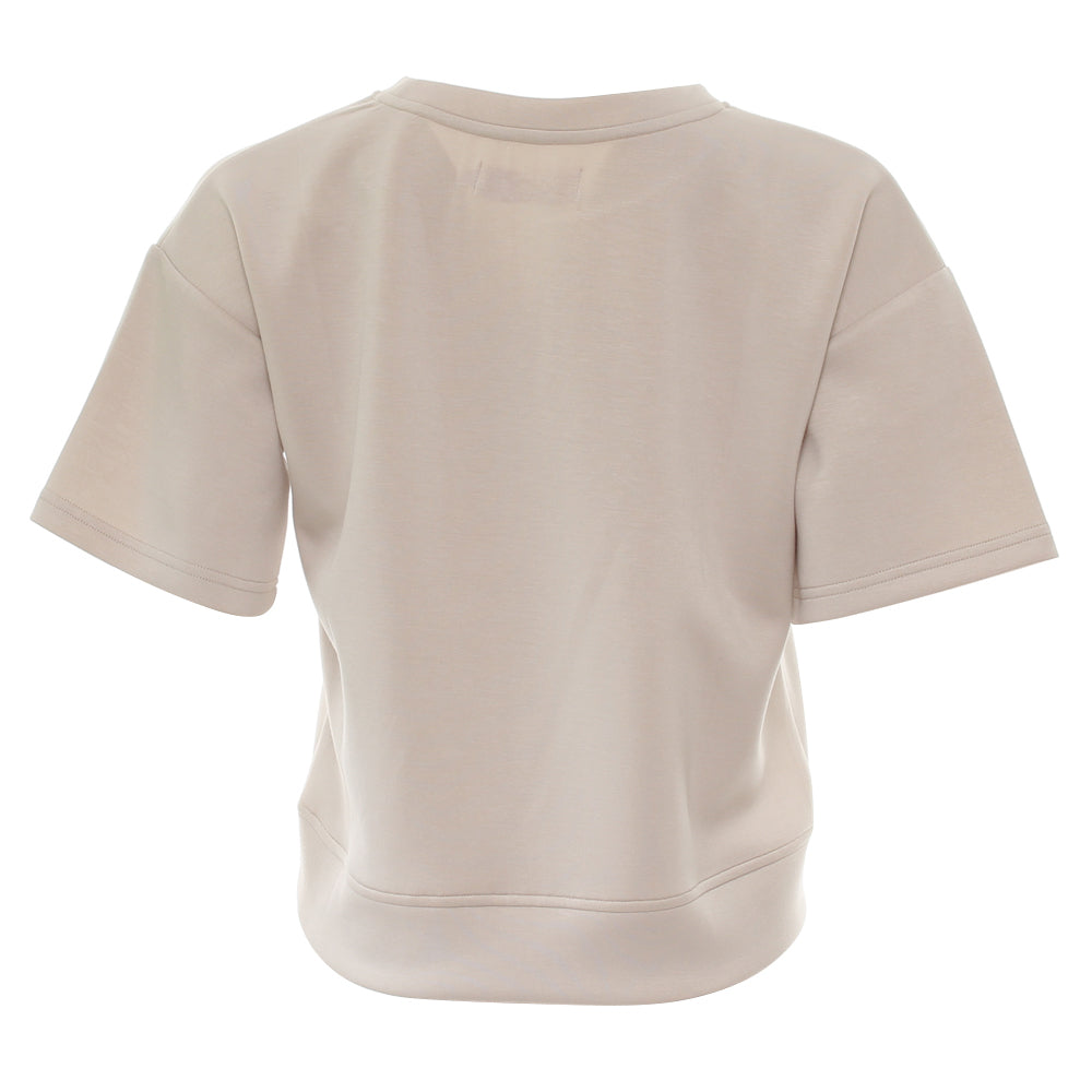 Ladies Relax & Renew Alexandra Short Sleeve Stone Sweater-Back View