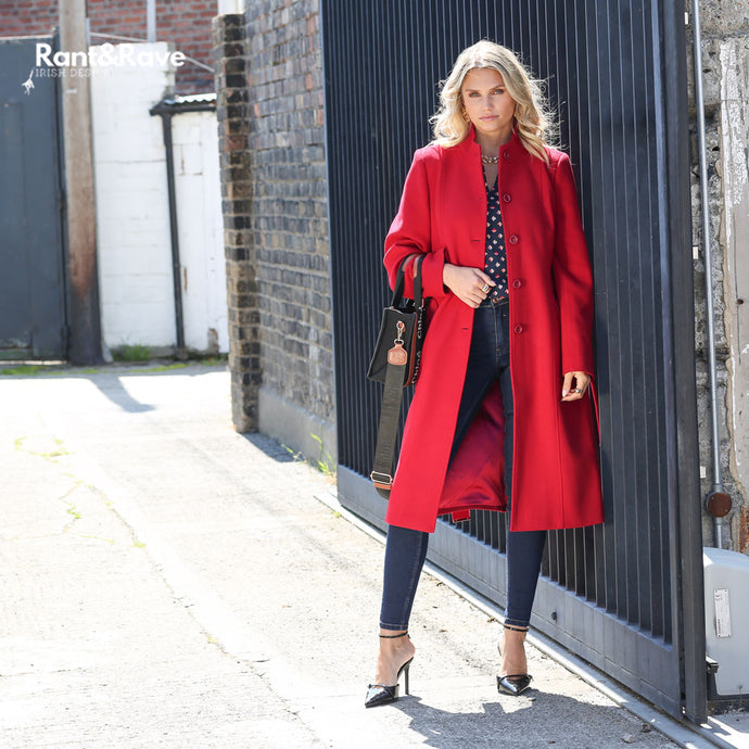 Ladies Amanda Red Coat-Full Model View