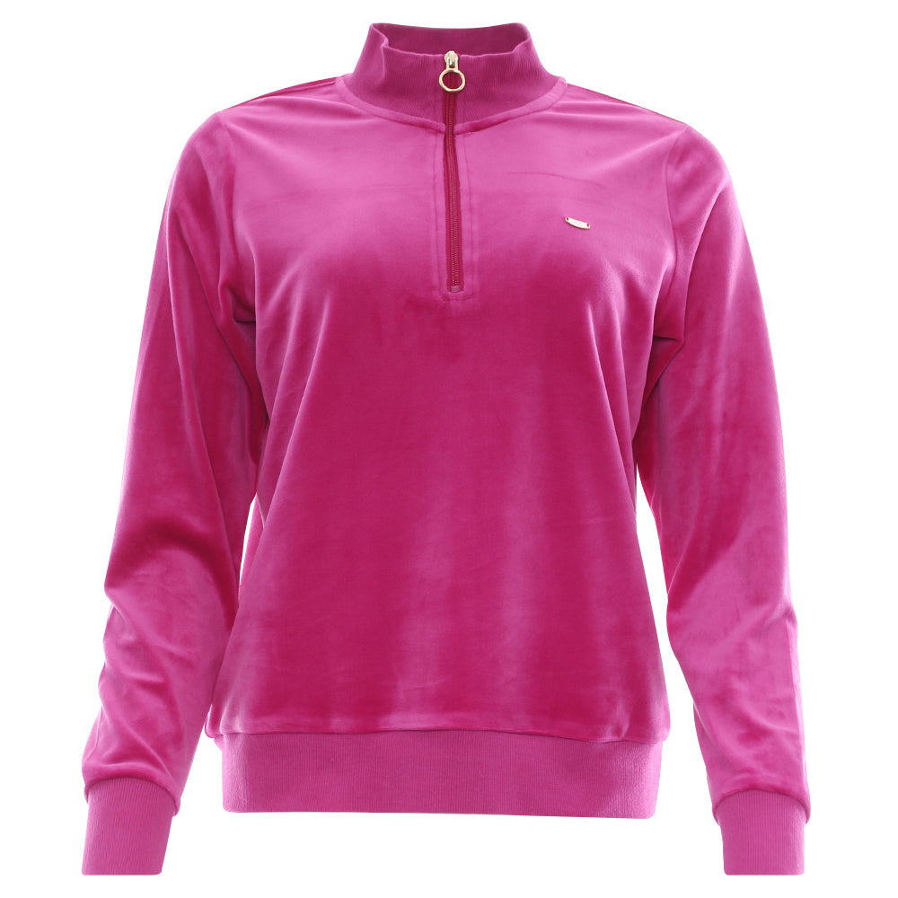 Ladies Relax & Renew Amina Half Zip - Magenta-Ghost Front View