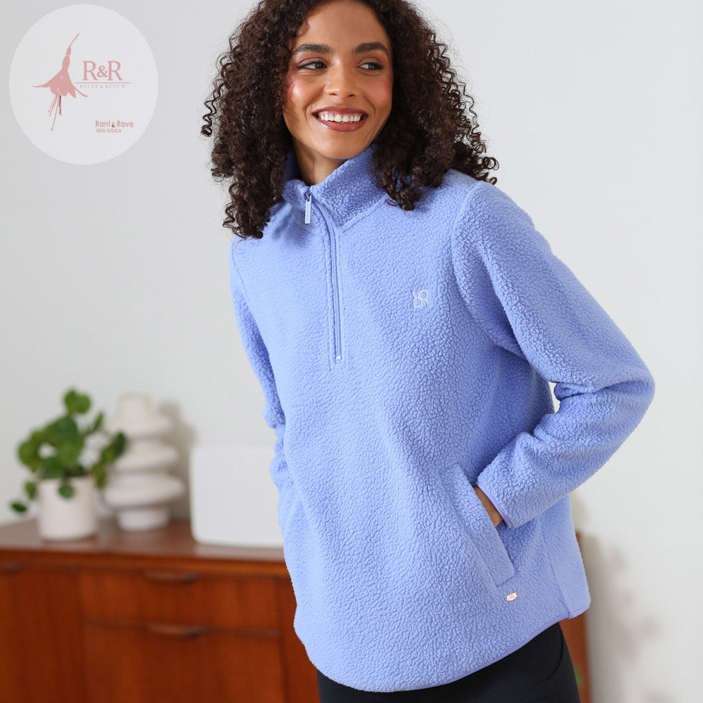 RANT & RAVE LADIES Angie Blue Half Zip Blue front view