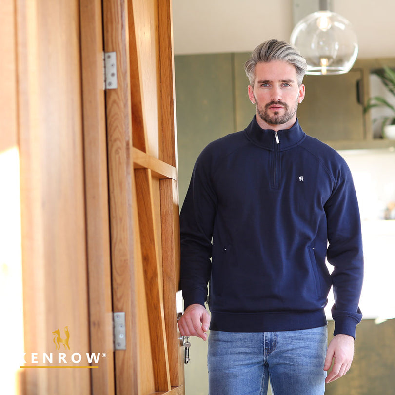 Avery Navy Half Zip Knit-Front view