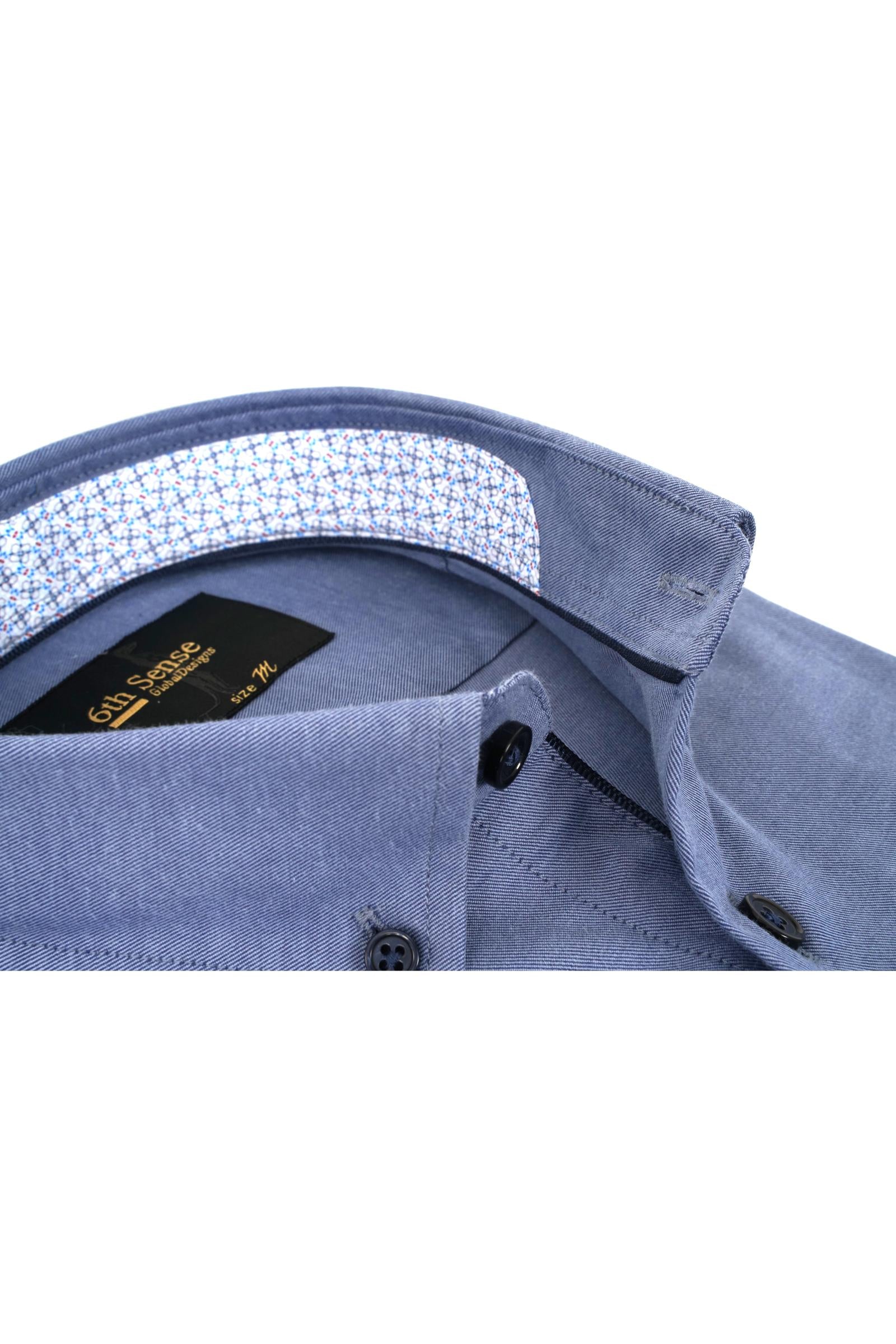 Button Down Dark Blue Shirt-Collar view