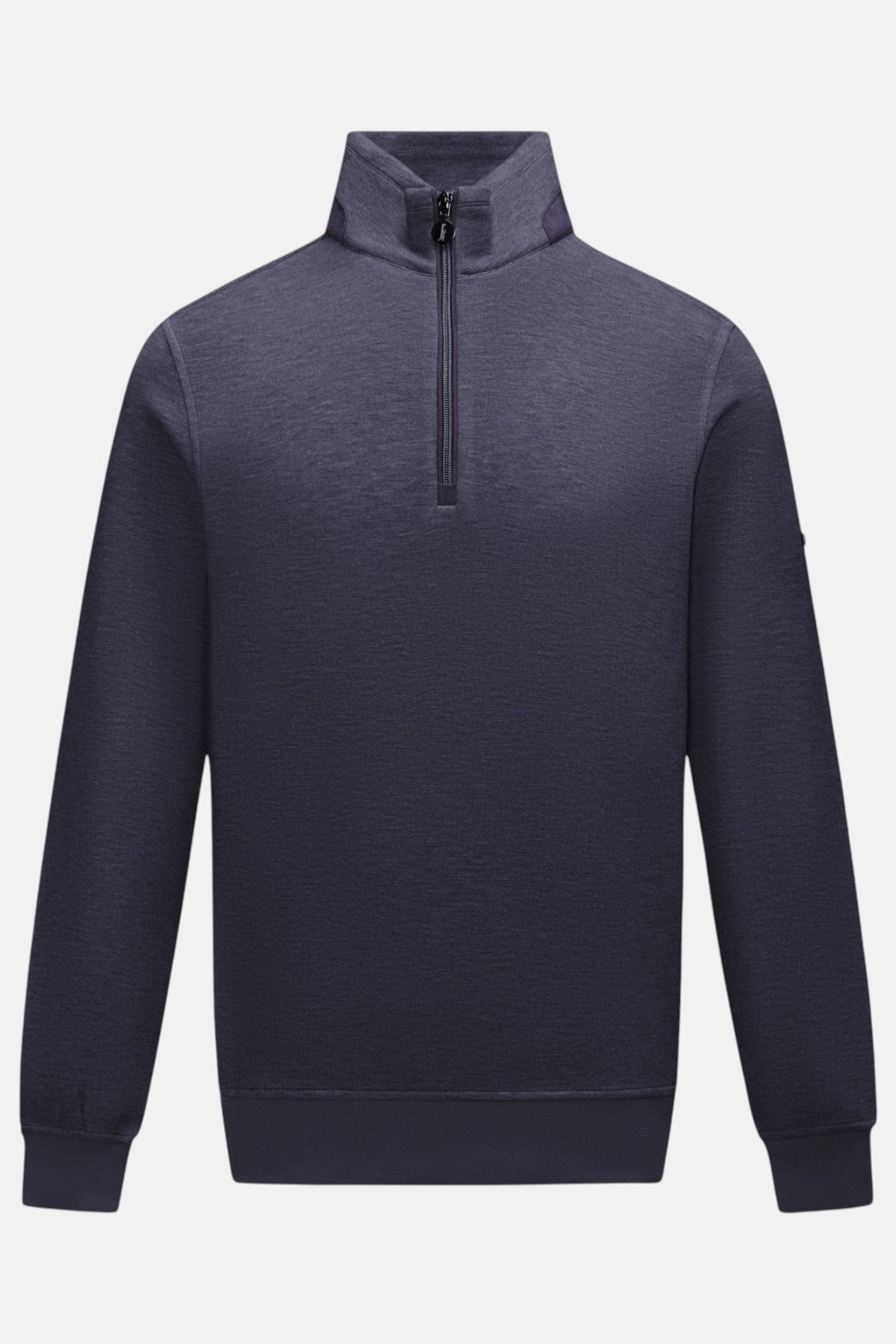 6th Sense Air Navy 1/4 Zip Sweat in navy, front view with stand collar and silver zip