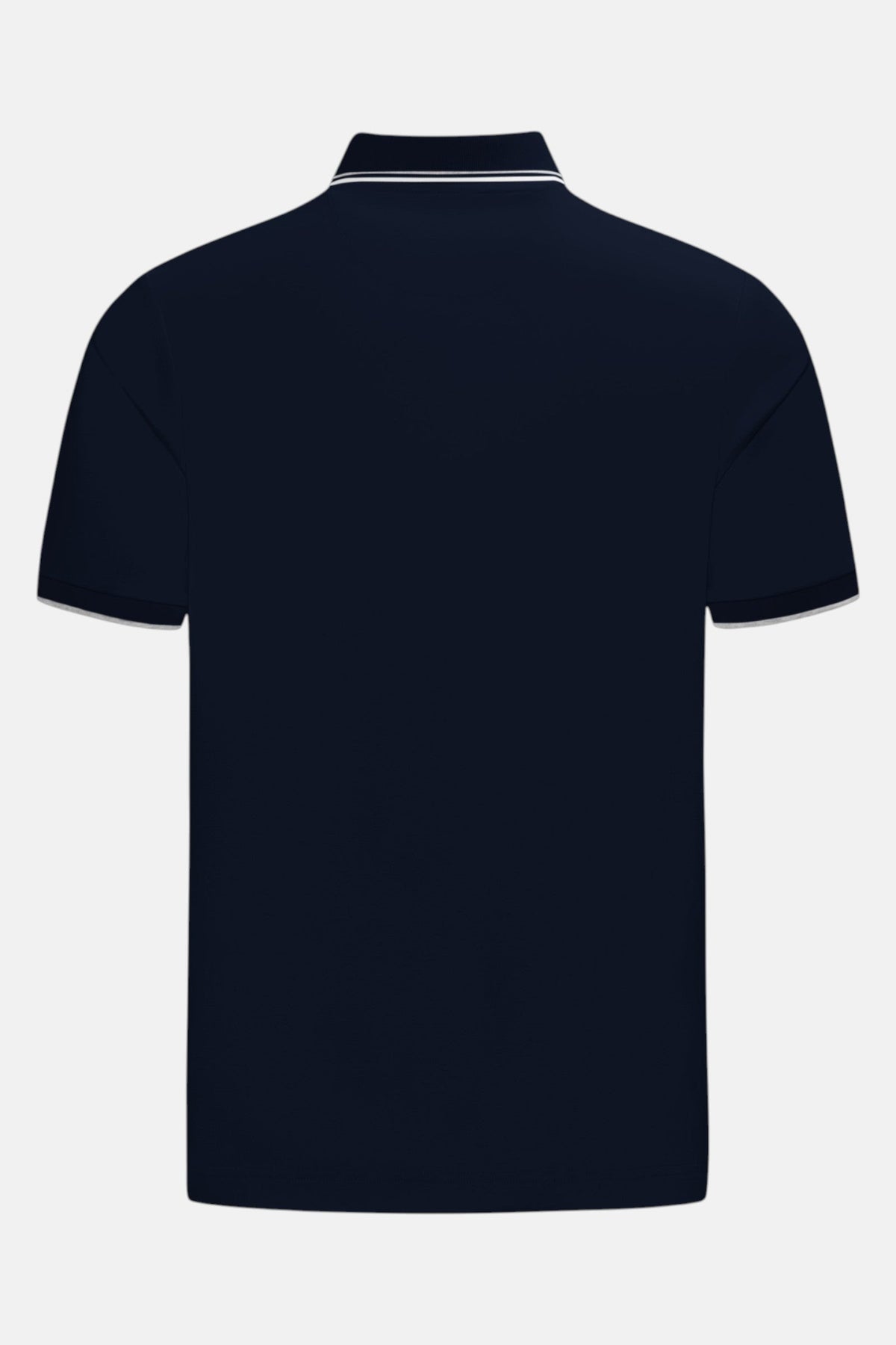 Back view of the 6th Sense Astound Eclipse Polo in Eclipse, showing a short-sleeved design with a tipped collar and contrasting trim on the sleeve edges.