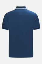 6th Sense Astound Ensign Polo in blue, back view with tipped collar and sleeve cuffs.