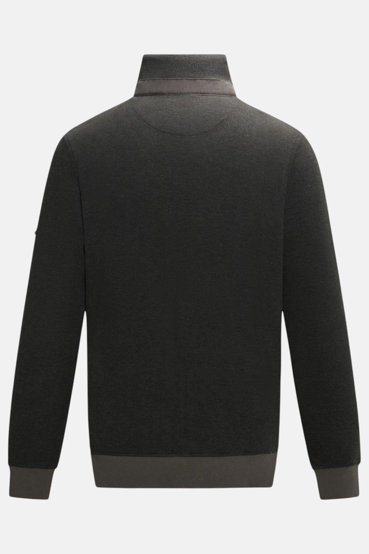 6th Sense Cloud Hybrid Full Zip Peat Jacket from the back, showing a smooth peat-colored body and a stand collar.