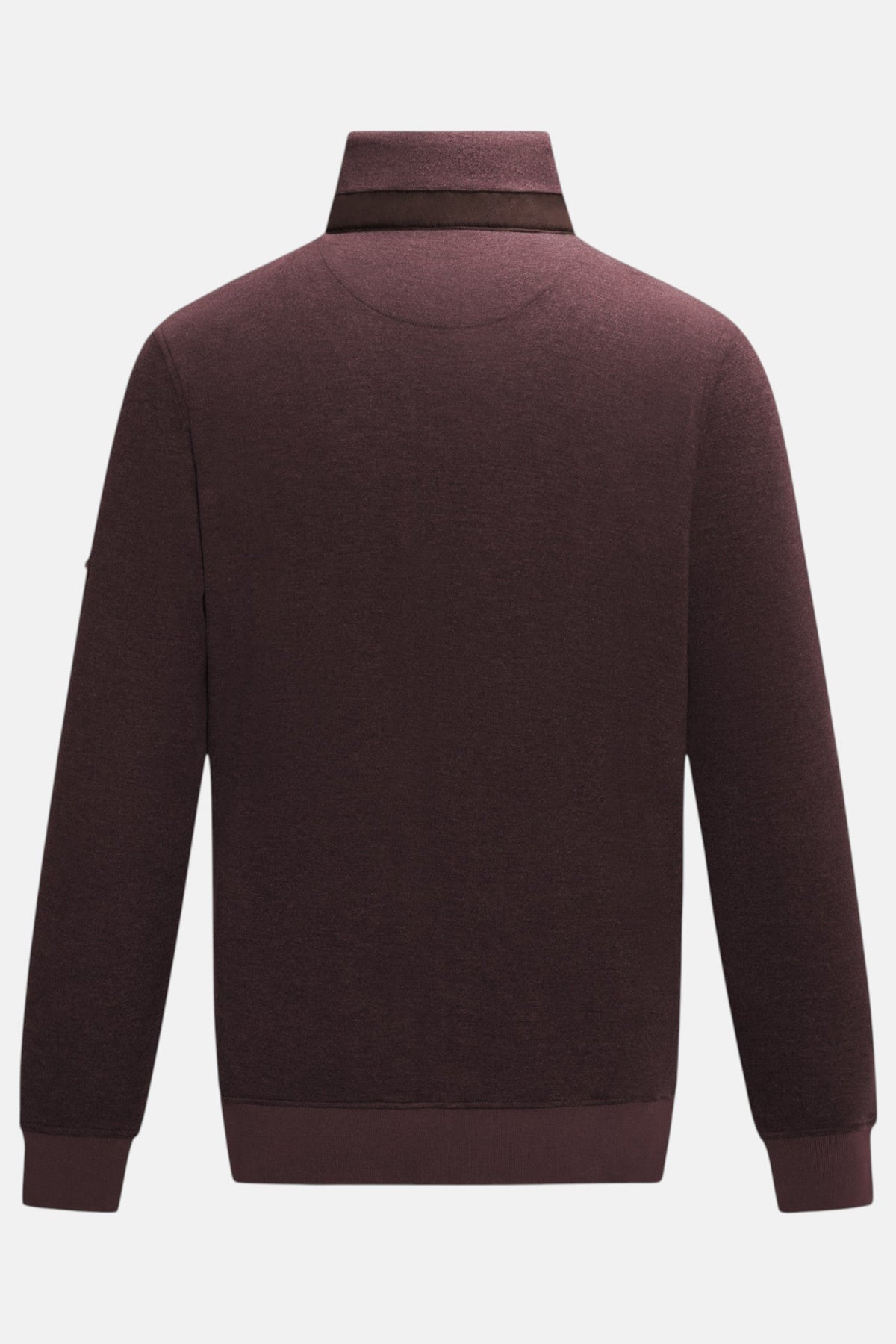 6th Sense Cloud Hybrid Full Zip Plum Jacket back view showing plain back and ribbed hem
