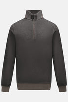 6th Sense Air Peat 1/4 Zip Sweat in peat, front view showing funnel collar, short zip and contrasting cuffs and hem.