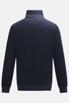 6th Sense Cloud Hybrid Full Zip Navy Jacket back view with plain navy back, stand collar and ribbed cuffs and hem