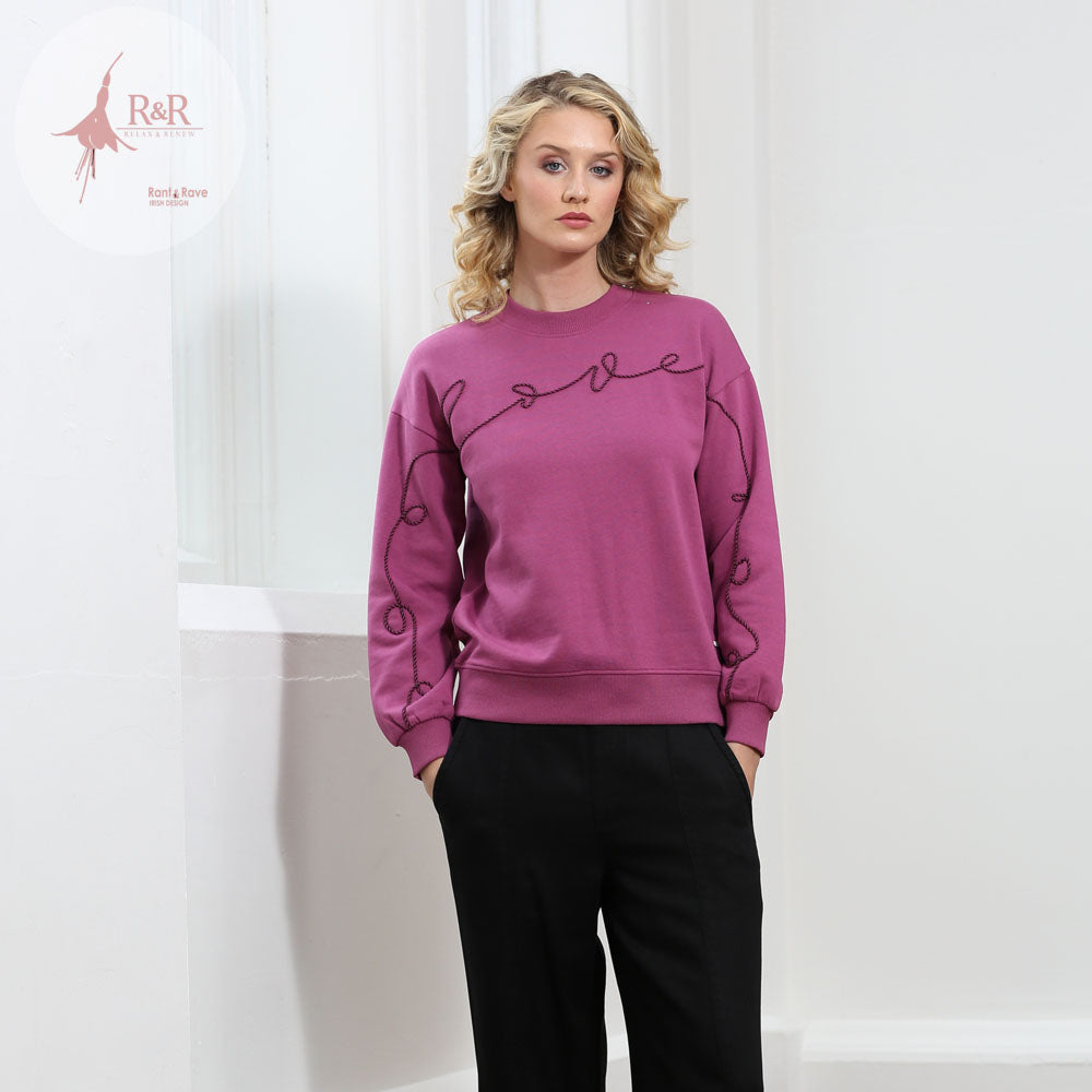Ladies Relax & Renew Abbie Berry Sweater-Model Front View
