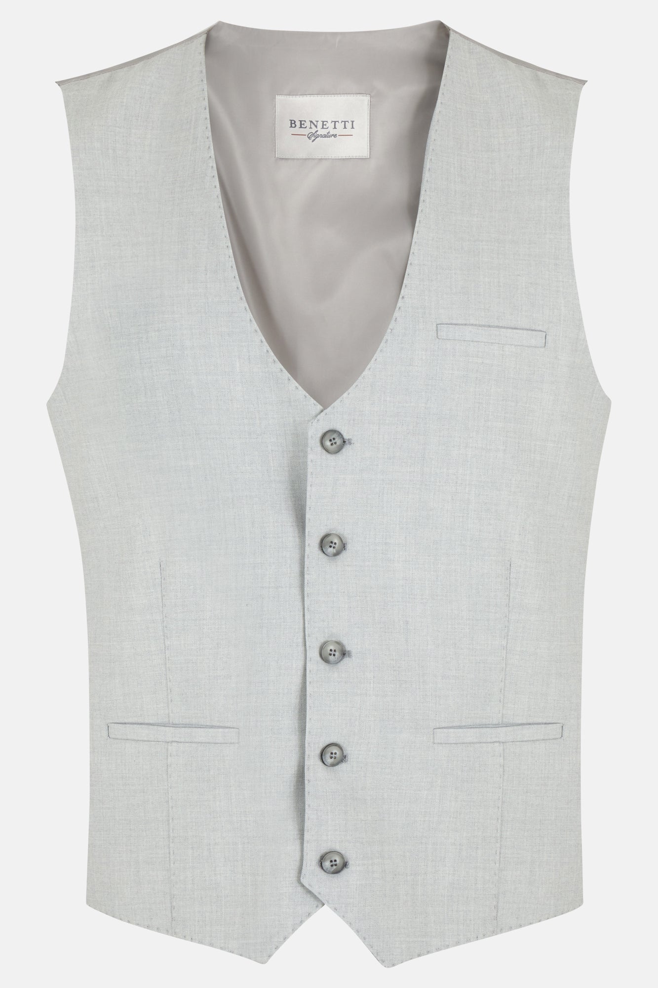 Men's Albert Silver Waistcoat-Ghost Front View