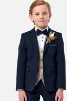 Benetti Boyswear Boys Albert Stone Waistcoat Stone model front view