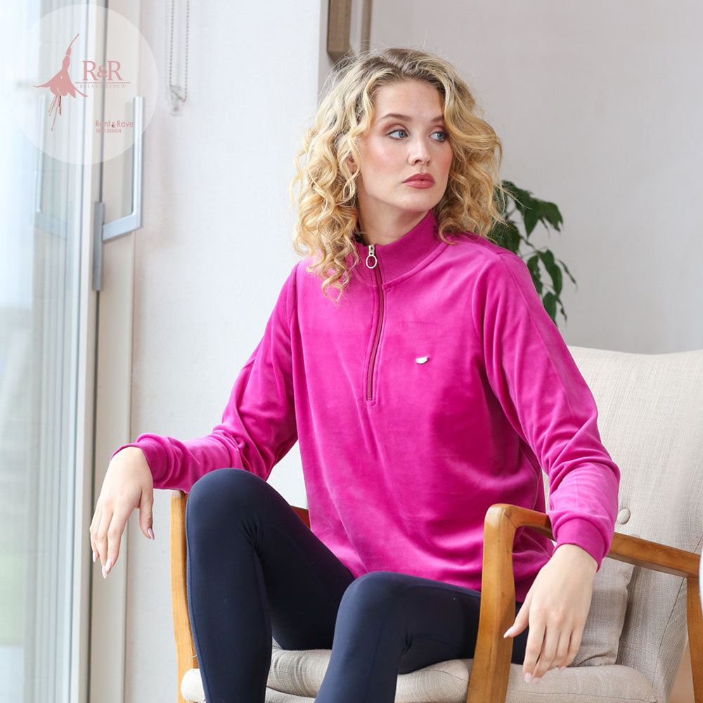 Ladies Relax & Renew Amina Half Zip - Magenta-Closer View of Front