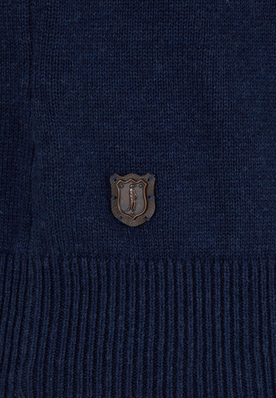 Andrew 1/4 Zip - Mix Kino Indigo-Close up view