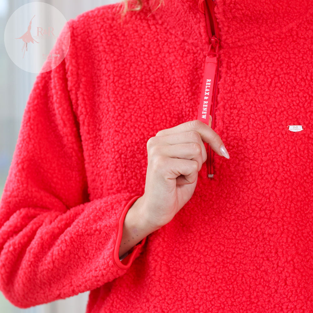 Ladies Relax & Renew April Half Zip - Tomato-Zip Fastening View