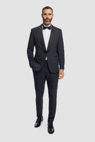 House of Cavani Aspen Midnight Navy Tuxedo Blazer Midnight Navy front view