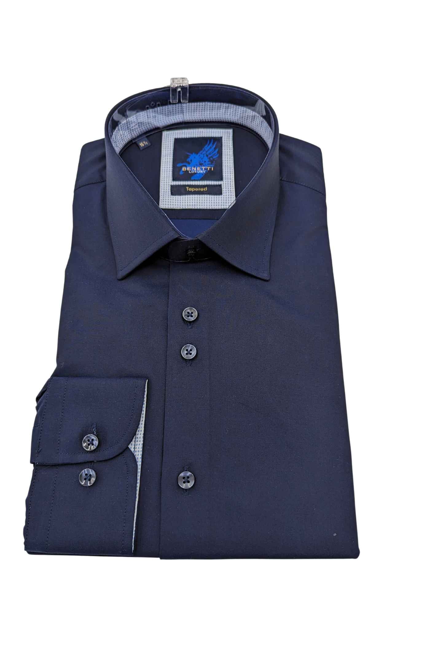 BENETTI Atlanta Formal Luxury Tapered Shirt WHITE back view