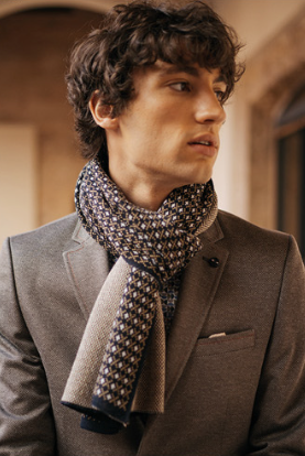 Dario Beltran Navy/Beige/White Scarf