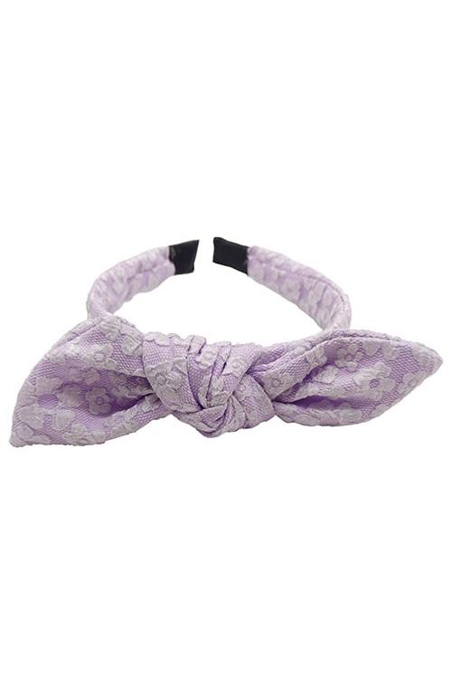PULSE Flower Lace Bow Hairband Purple model front view