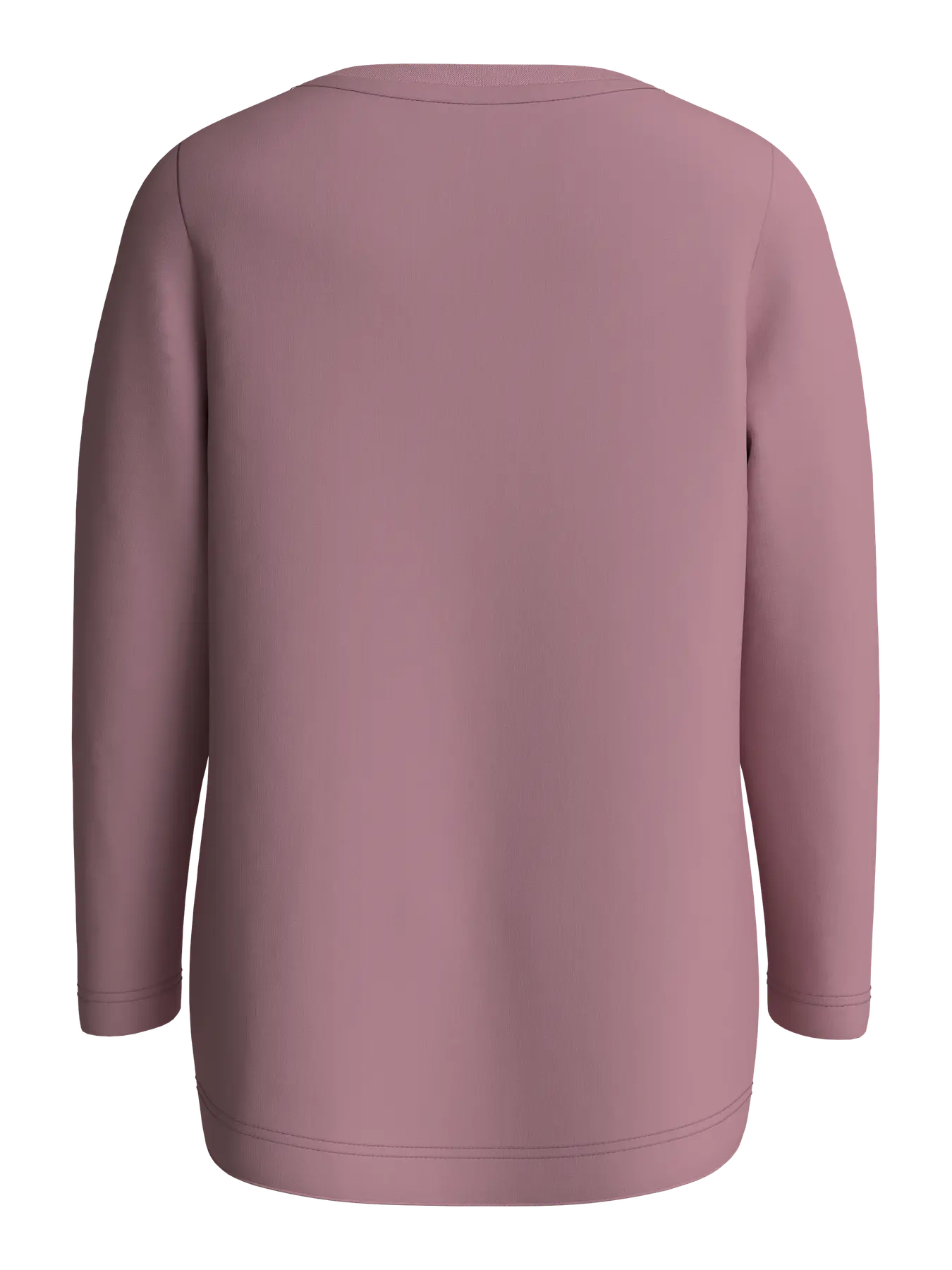 A dusty rose long-sleeve top shown from the back, displayed on a clean white background.