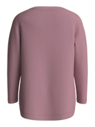 A dusty rose long-sleeve top shown from the back, displayed on a clean white background.