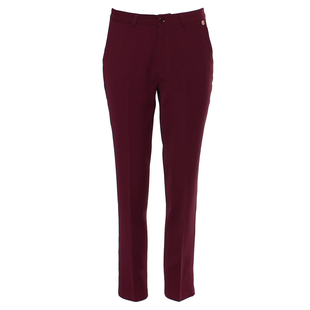 Ladies Bella Straight Leg Cranberry Trousers-Front View