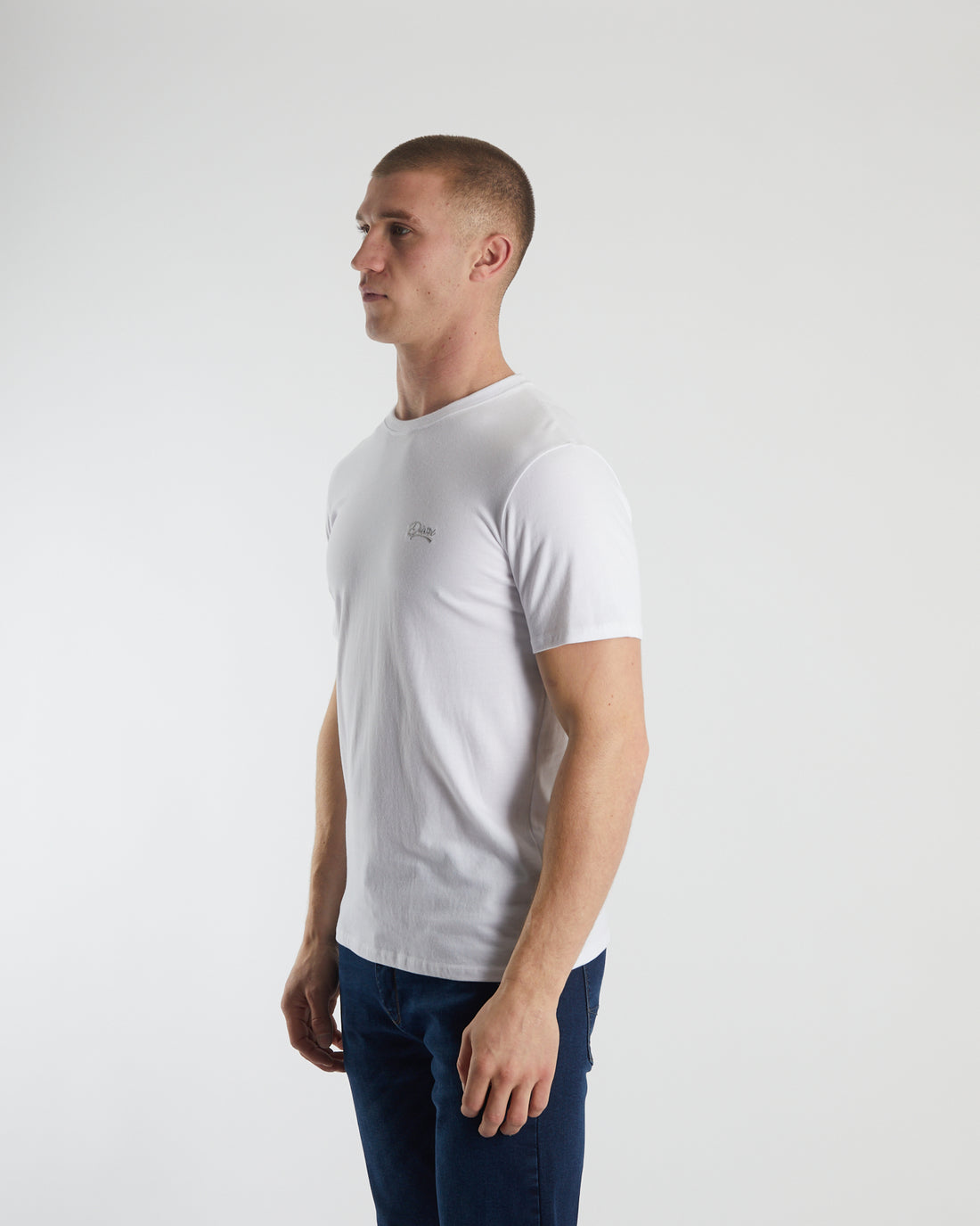 Basic Caden O Neck Tee White-Side view