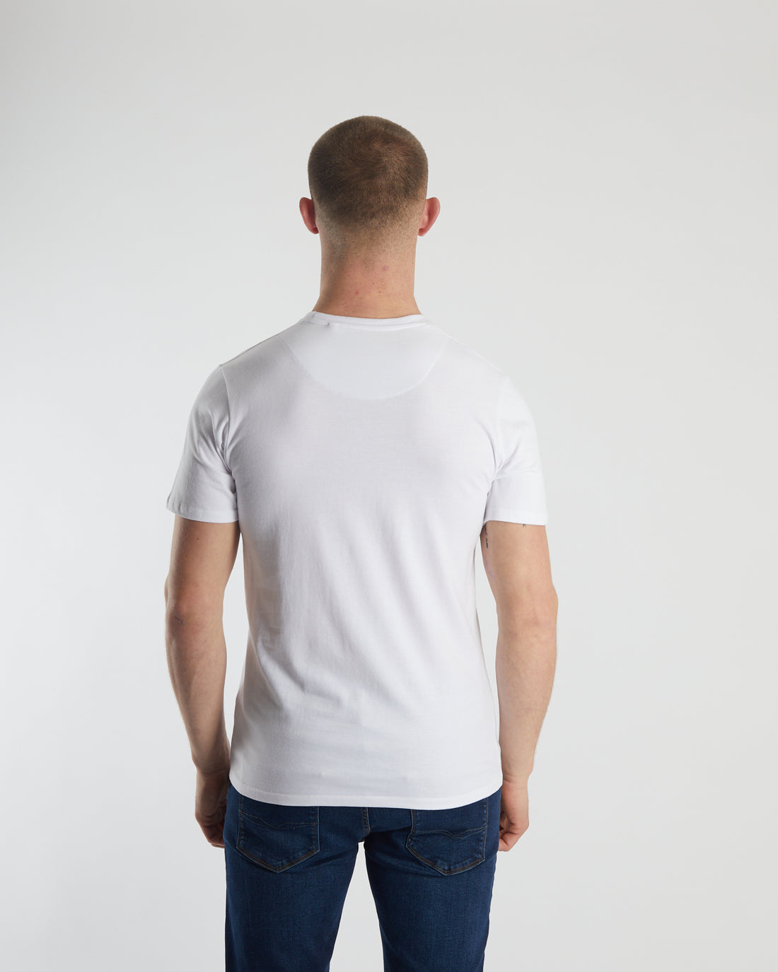 Basic Caden O Neck Tee White-Back view