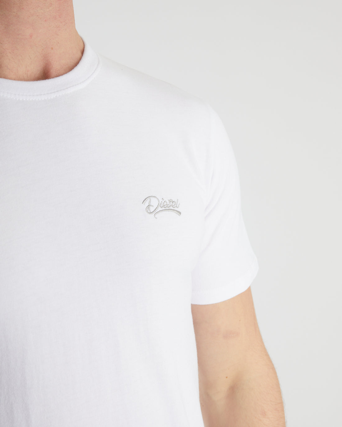 Basic Caden O Neck Tee White-Logo view