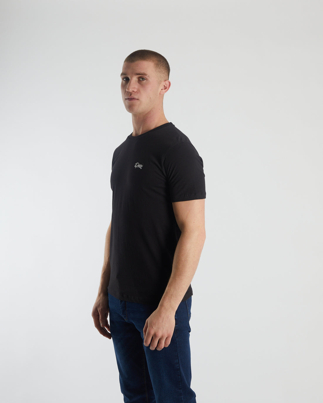 Basic Caden O Neck Tee Black-Side view