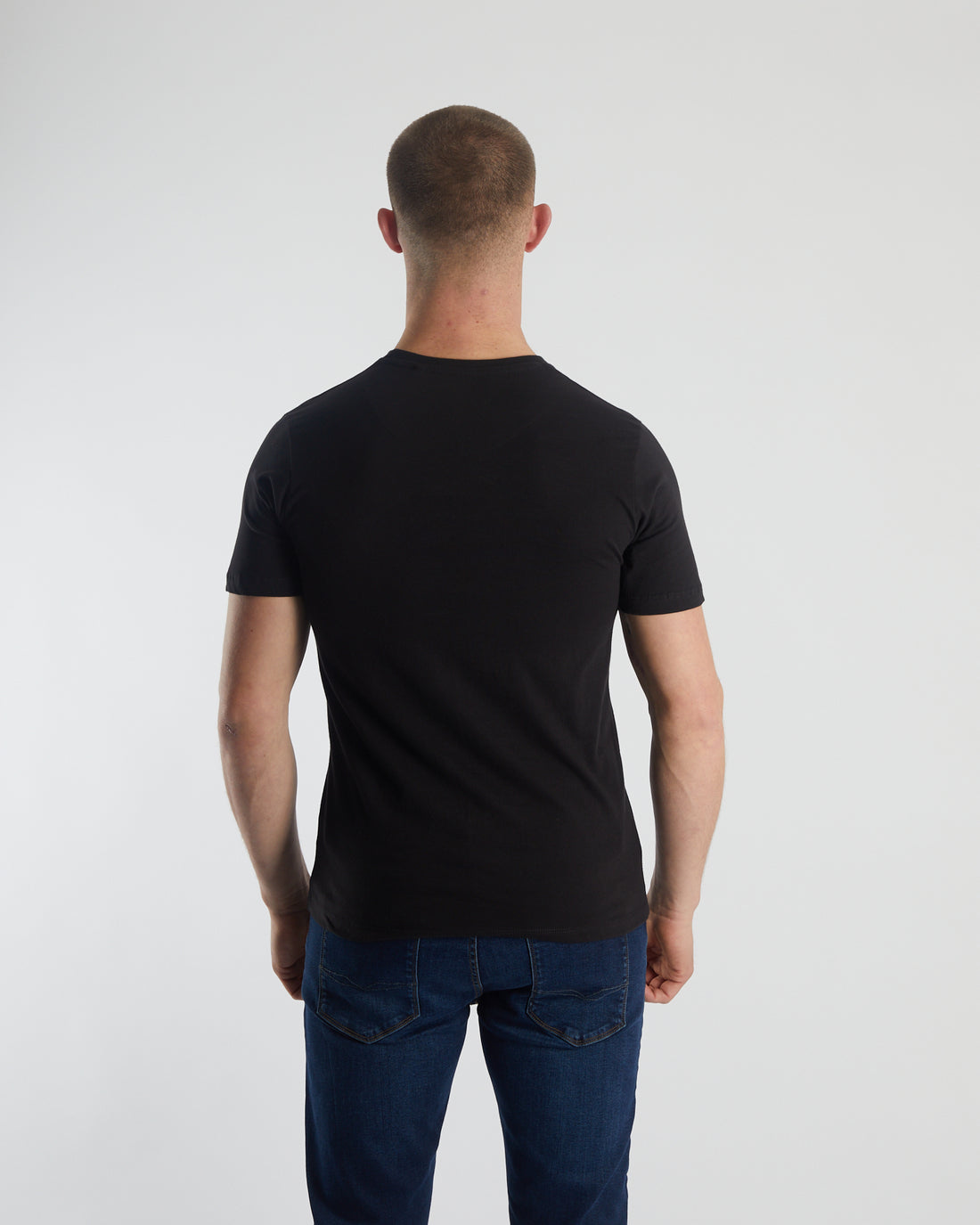 Basic Caden O Neck Tee Black-Back view