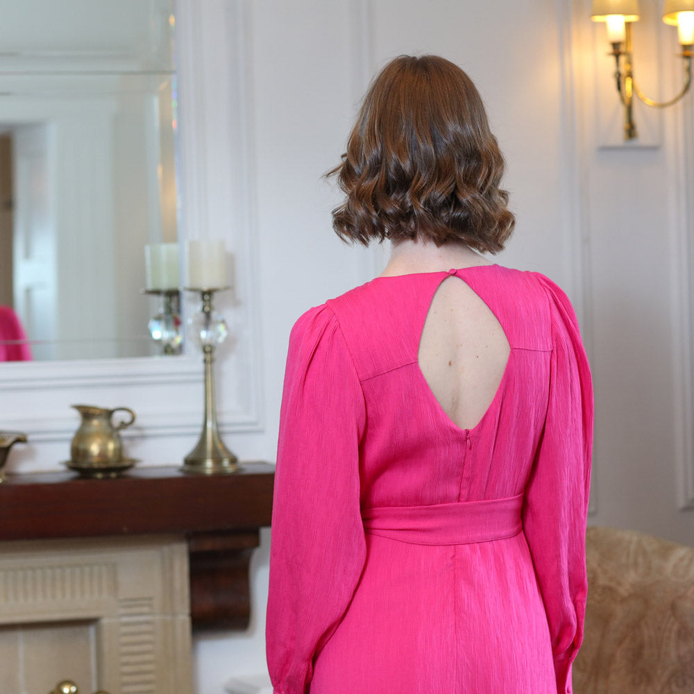 Ladies Bela Magenta Midi Dress-Back View