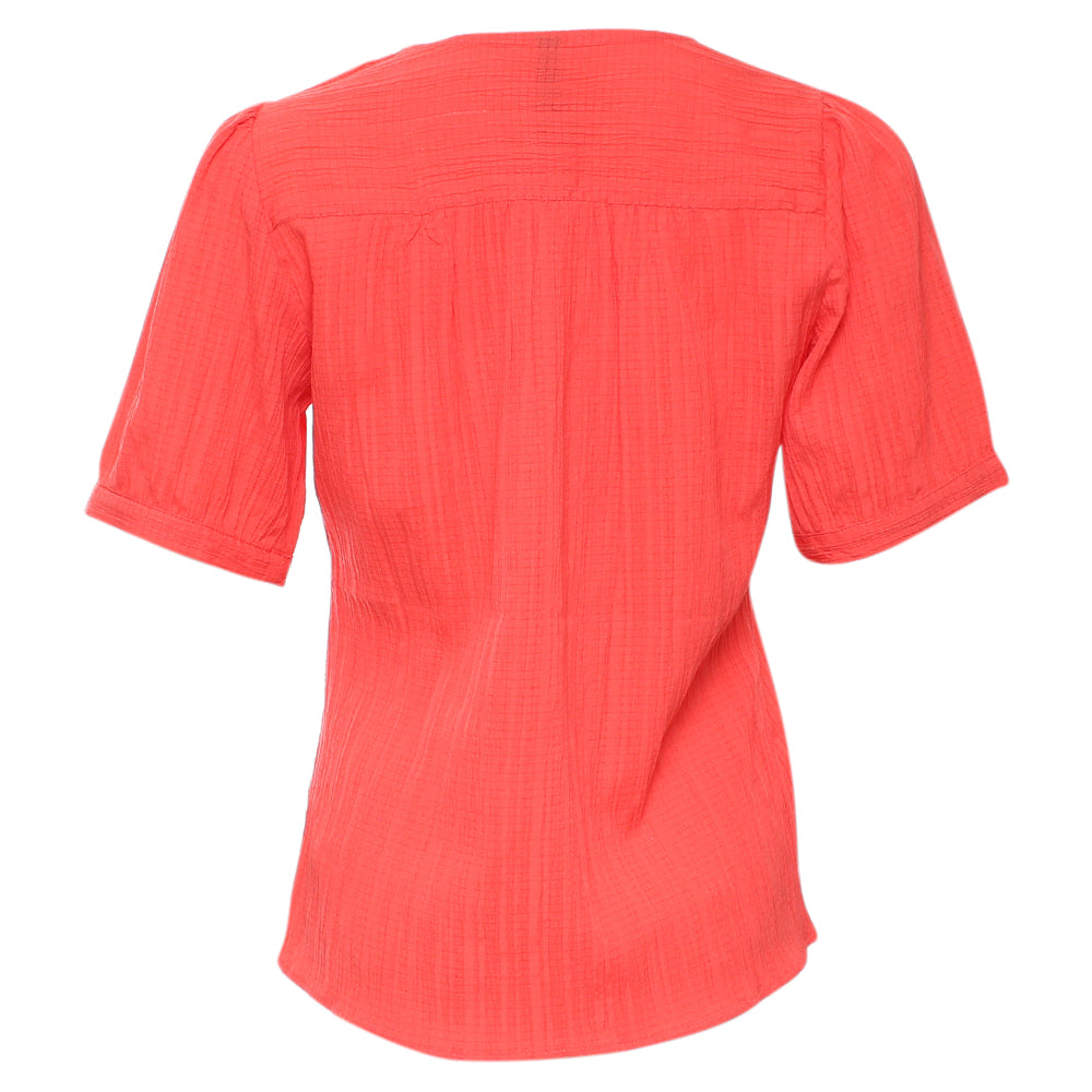 Rant & Rave Betsy V Neck Top Coral, back product view