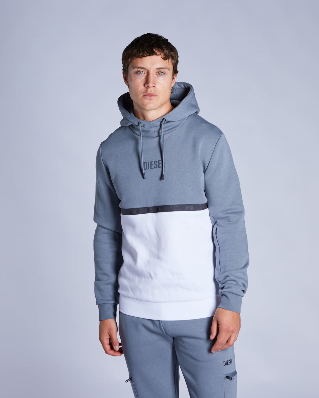 Men's Blaise Stormy Cloud Hoodie-Model Front View