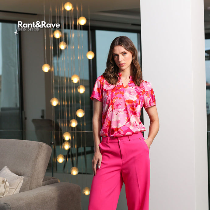 Ladies Blackely Pink Top-Model Front View