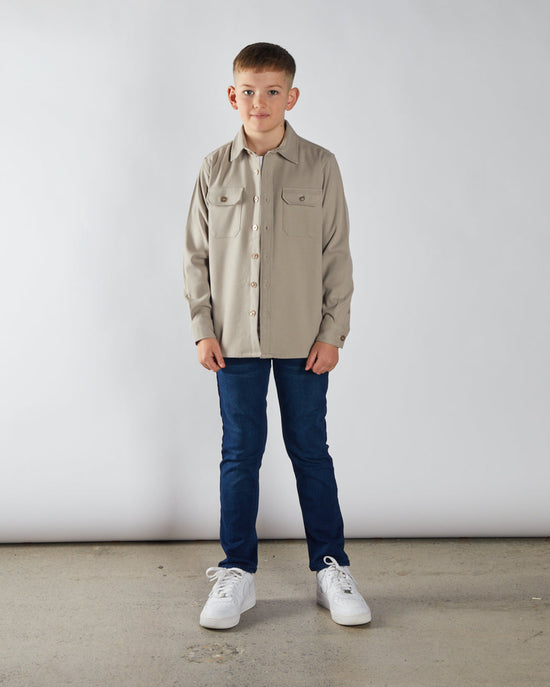 Boy's Brady Overshirt - Putty-Model Front View