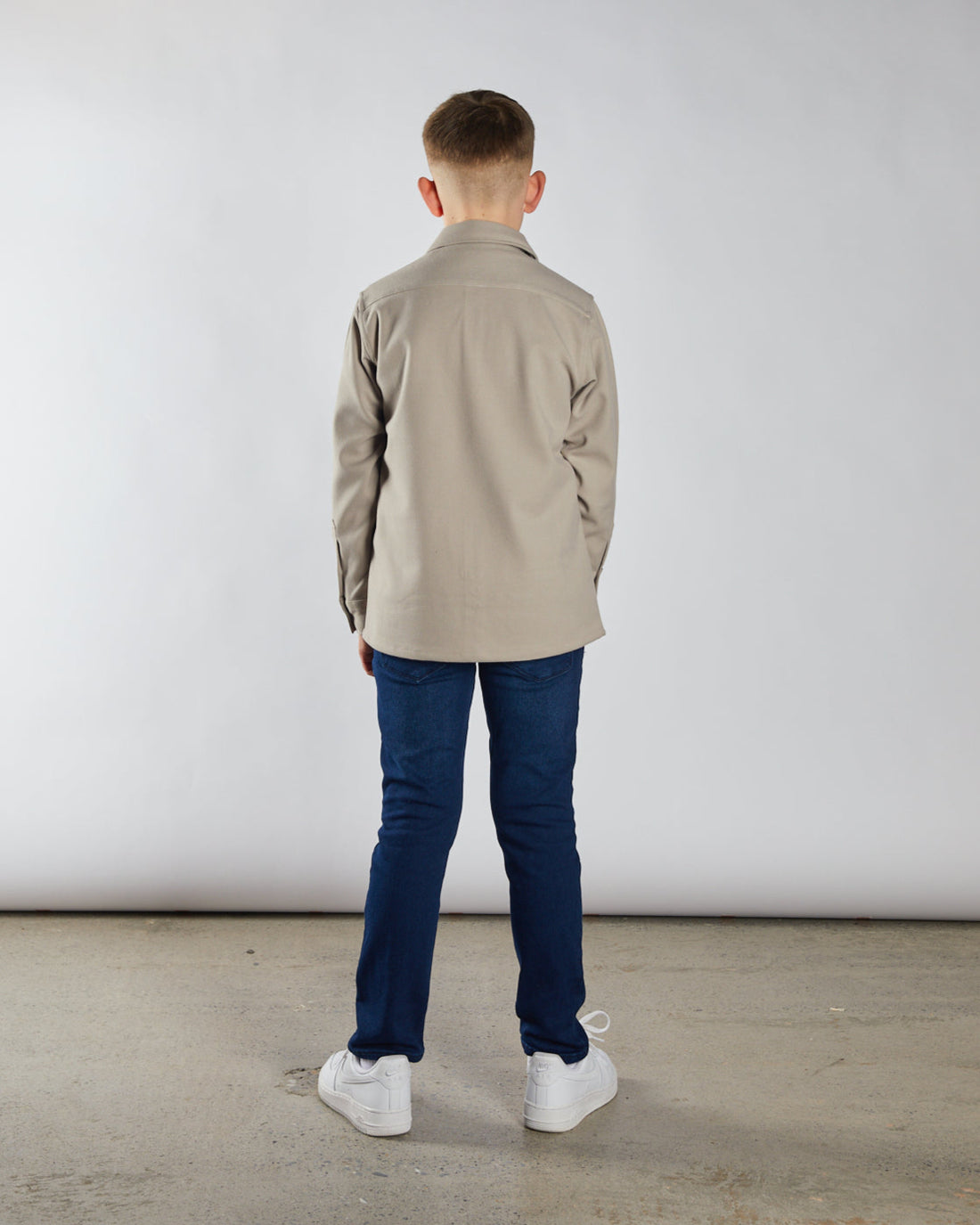 Boy's Brady Overshirt - Putty-Model Back View