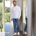 Kenrow Menswear Brodie Long Sleeve Polo-White White model front view