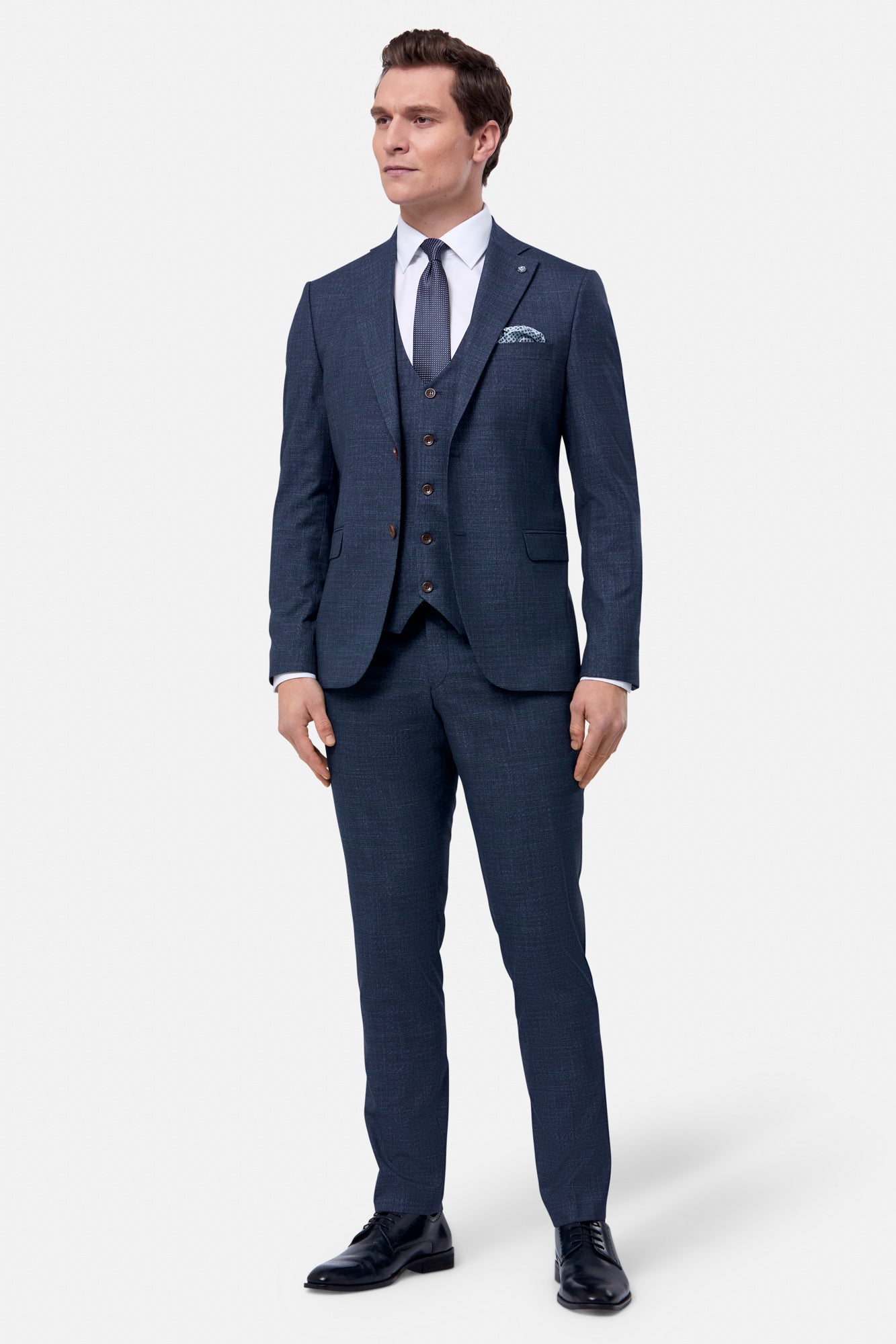 Ross 3 Piece Navy Suit-Full model view