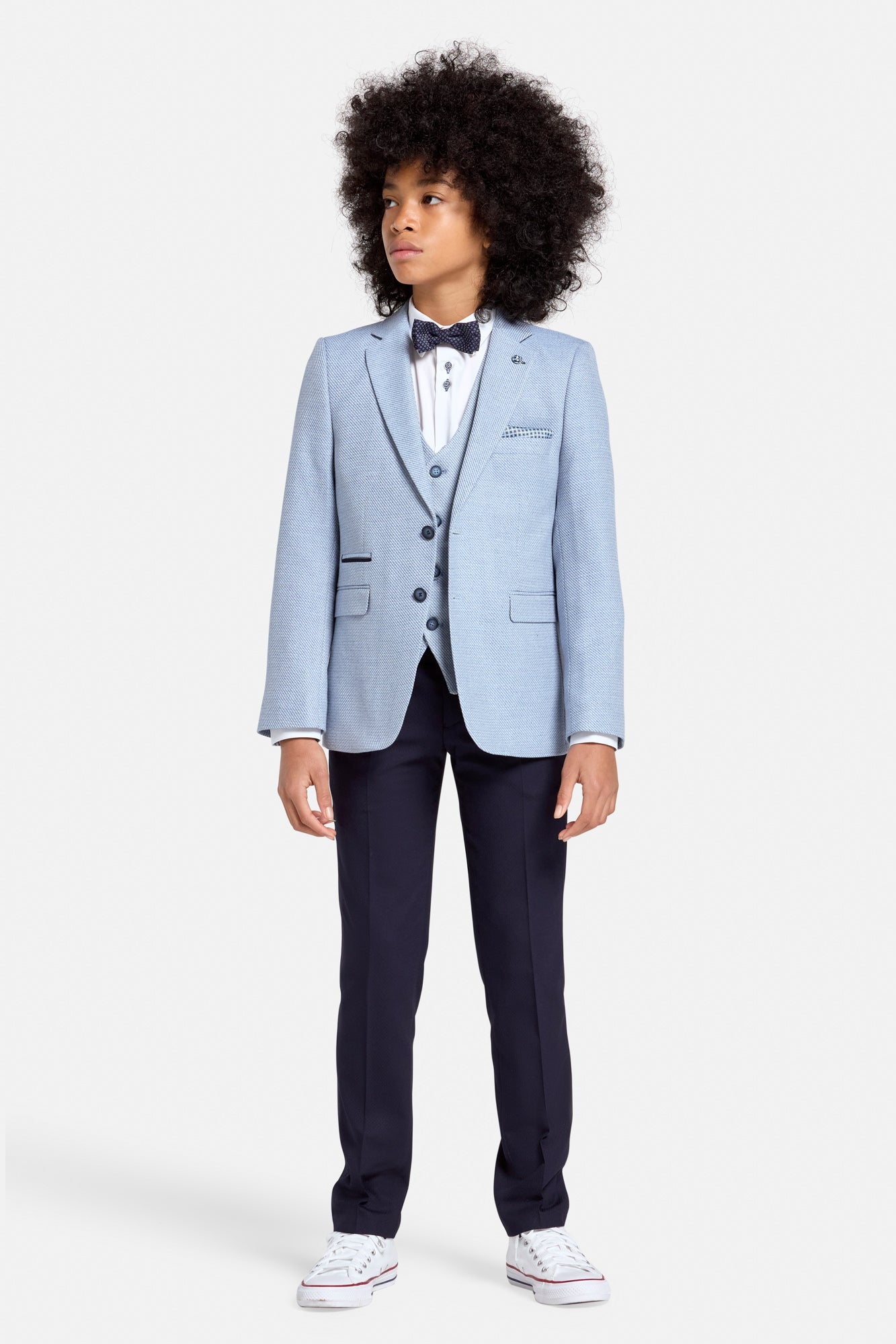 Boy's Harold Ice 3 Piece Suit-Model Front View 2