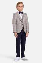 Benetti Boyswear Charles Stone Boys 3 Piece Suit Stone front view