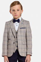 Benetti Boyswear Charles Stone Boys 3 Piece Suit Stone detail view